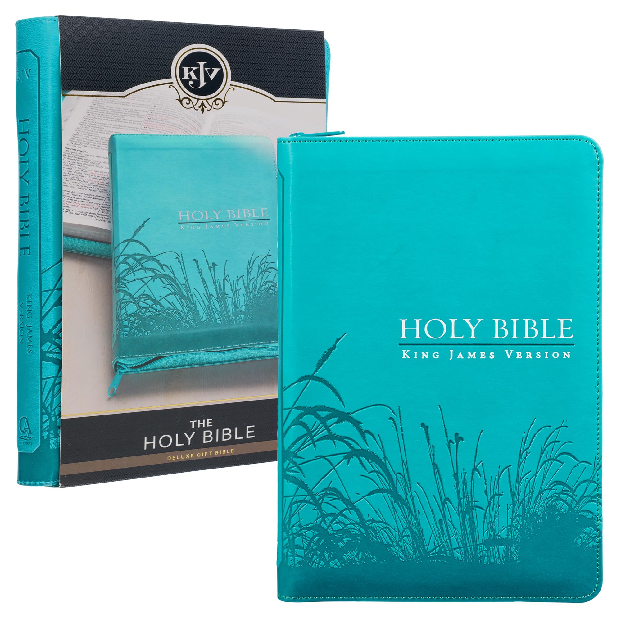 Foto 1 | Bible Christian Art Gifts Kjv Deluxe Gifts, Regalo Con Índice De Pulgar, Turquesa - Venta Internacional.