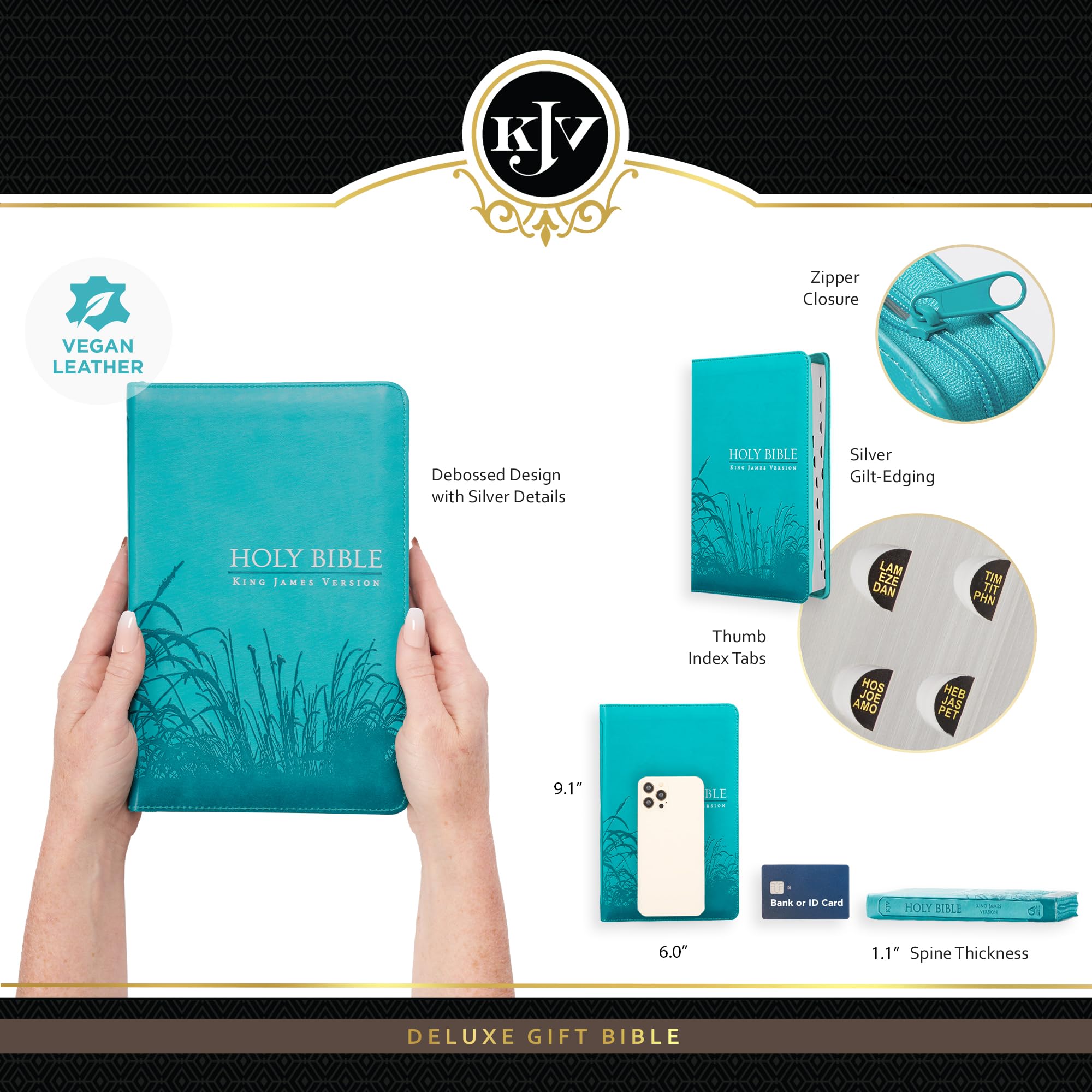 Foto 3 | Bible Christian Art Gifts Kjv Deluxe Gifts, Regalo Con Índice De Pulgar, Turquesa - Venta Internacional.