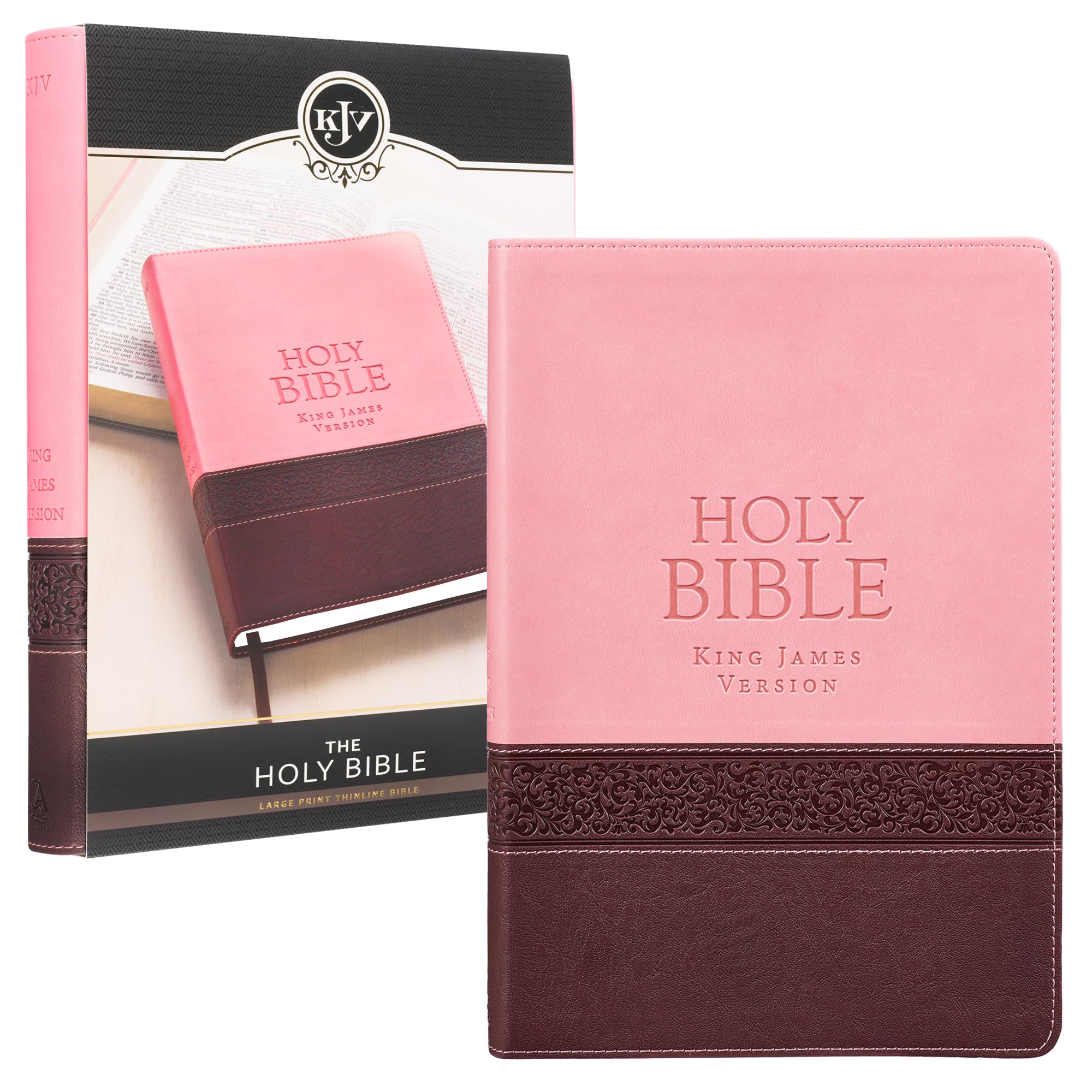 Foto 2 pulgar | Bible Christian Art Gifts Kjv, Impresión Delgada De Gran Tamaño, Rosa Y Marrón - Venta Internacional.