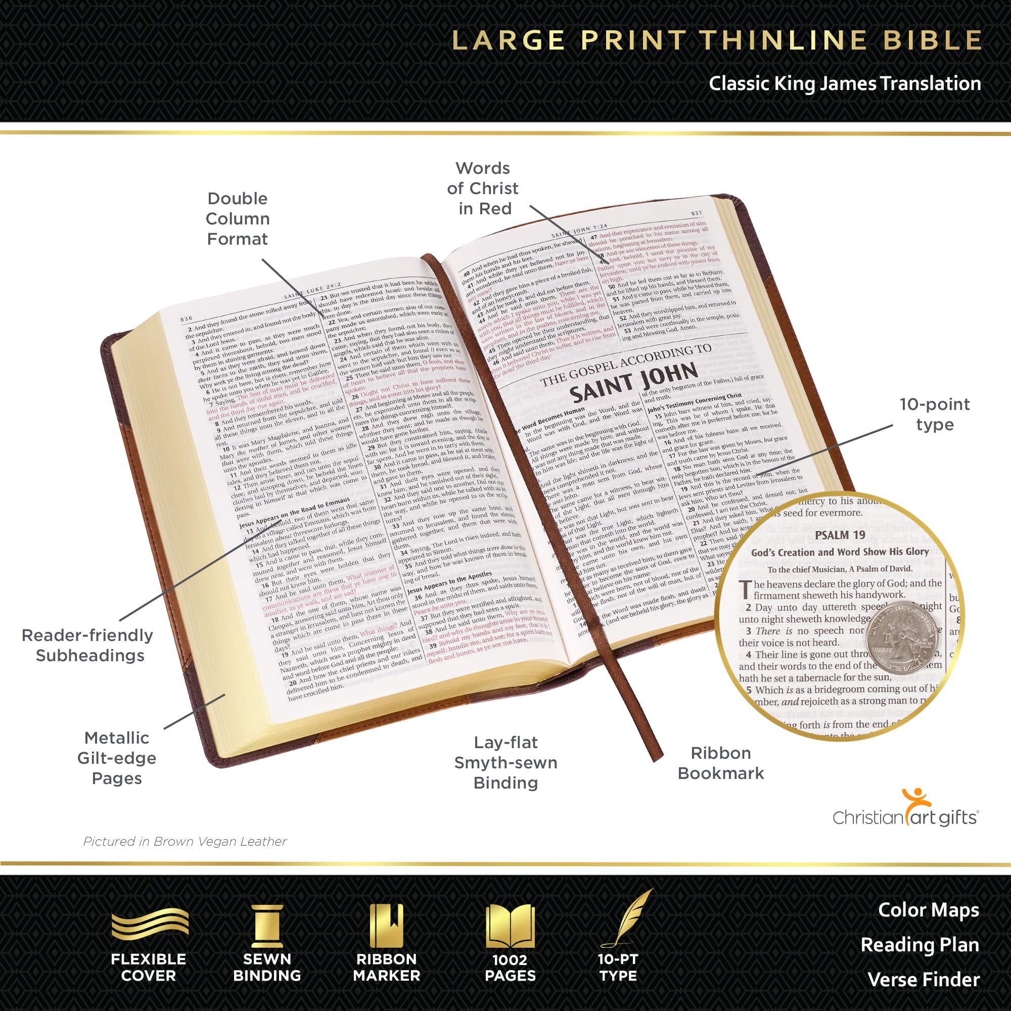 Foto 2 | Bible Christian Art Gifts Kjv, Impresión Delgada De Gran Tamaño, Rosa Y Marrón - Venta Internacional.