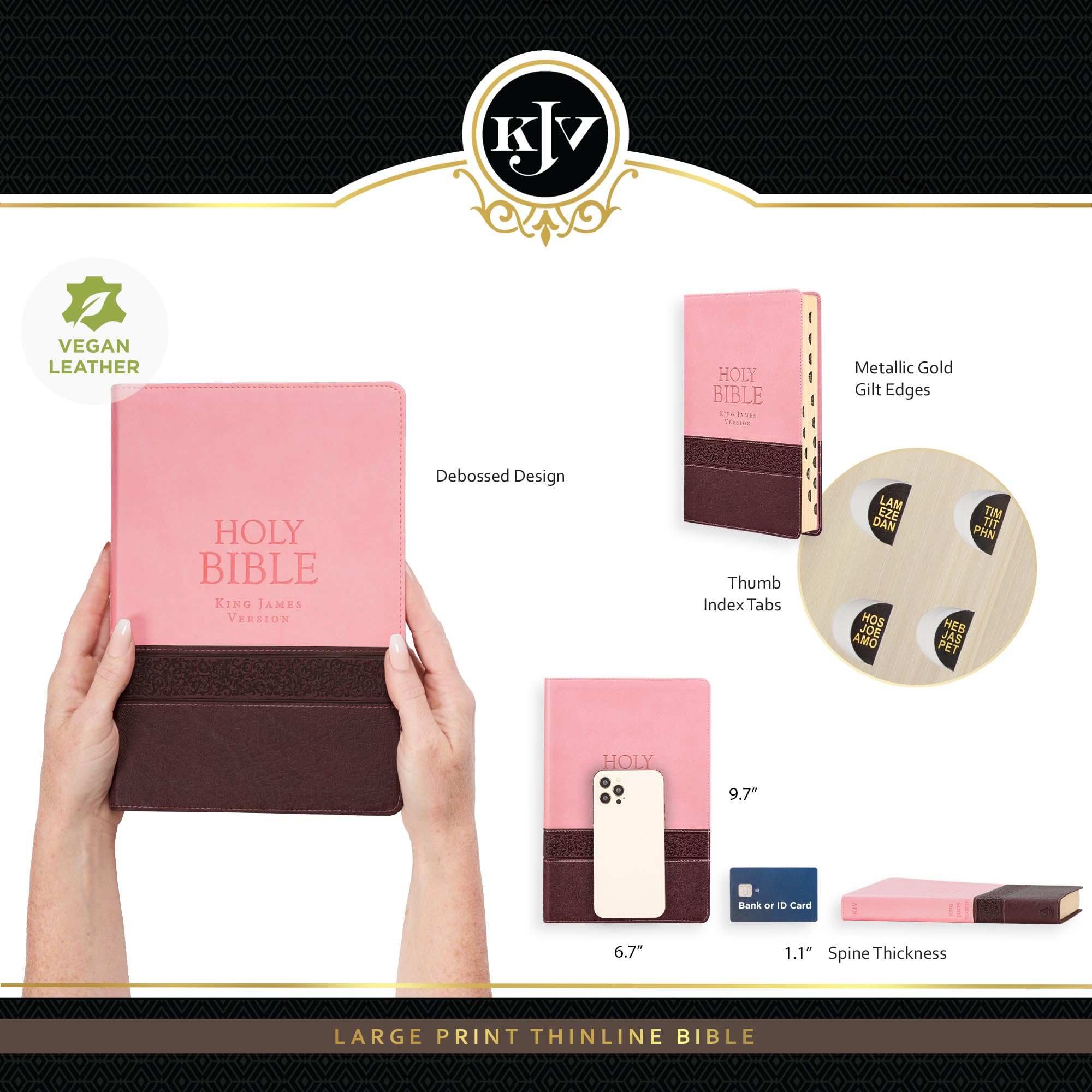 Foto 4 pulgar | Bible Christian Art Gifts Kjv, Impresión Delgada De Gran Tamaño, Rosa Y Marrón - Venta Internacional.