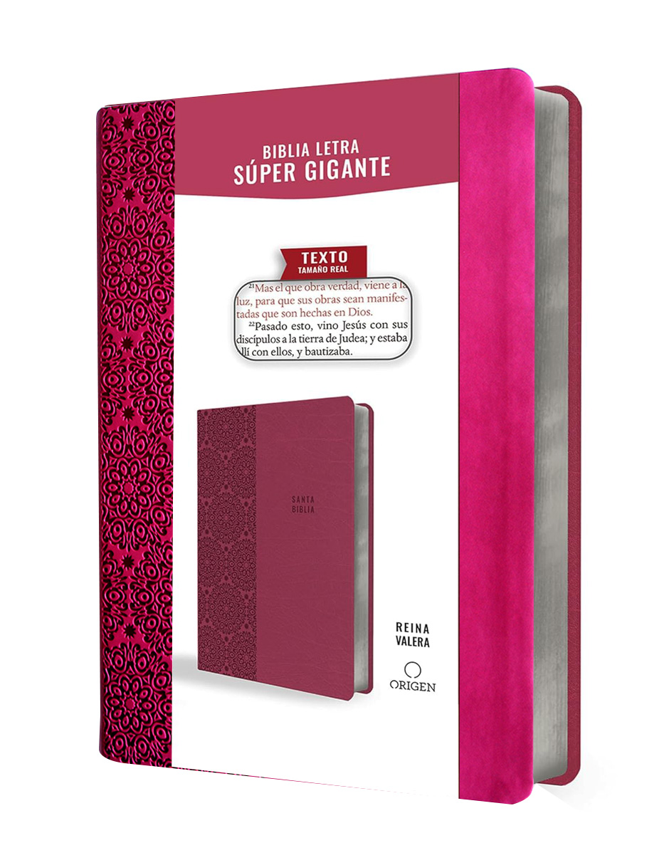 Foto 3 pulgar | Biblia Reina Valera Letra Súper Gigante, Símil Piel Fucsia