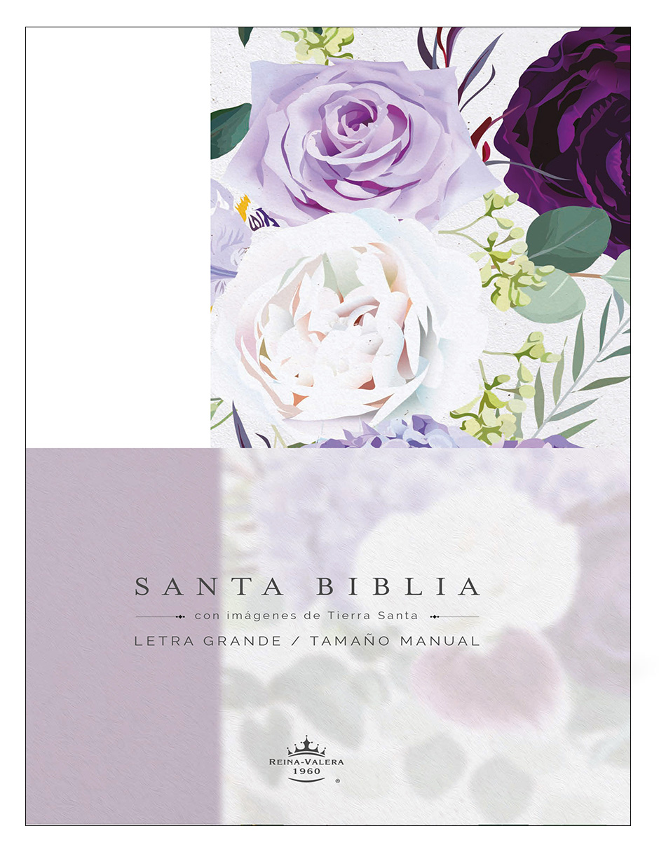 Foto 2 pulgar | “biblia Rvr 1960 Tamaño Manual – Ultradelgada  Letra Grande  Tapa Dura Con Tela Morada Y Flores  Índice  Im