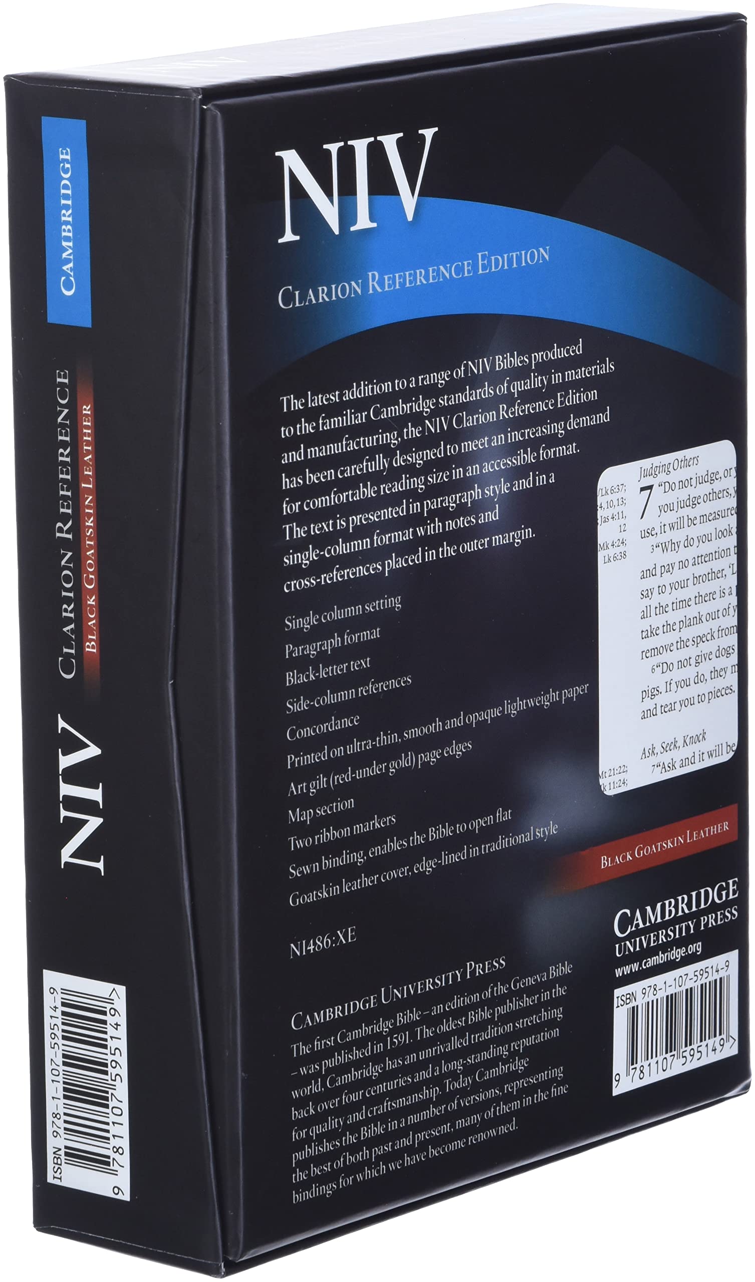 Foto 4 pulgar | Bible Cambridge University Press Niv Clarion Reference Black - Venta Internacional.