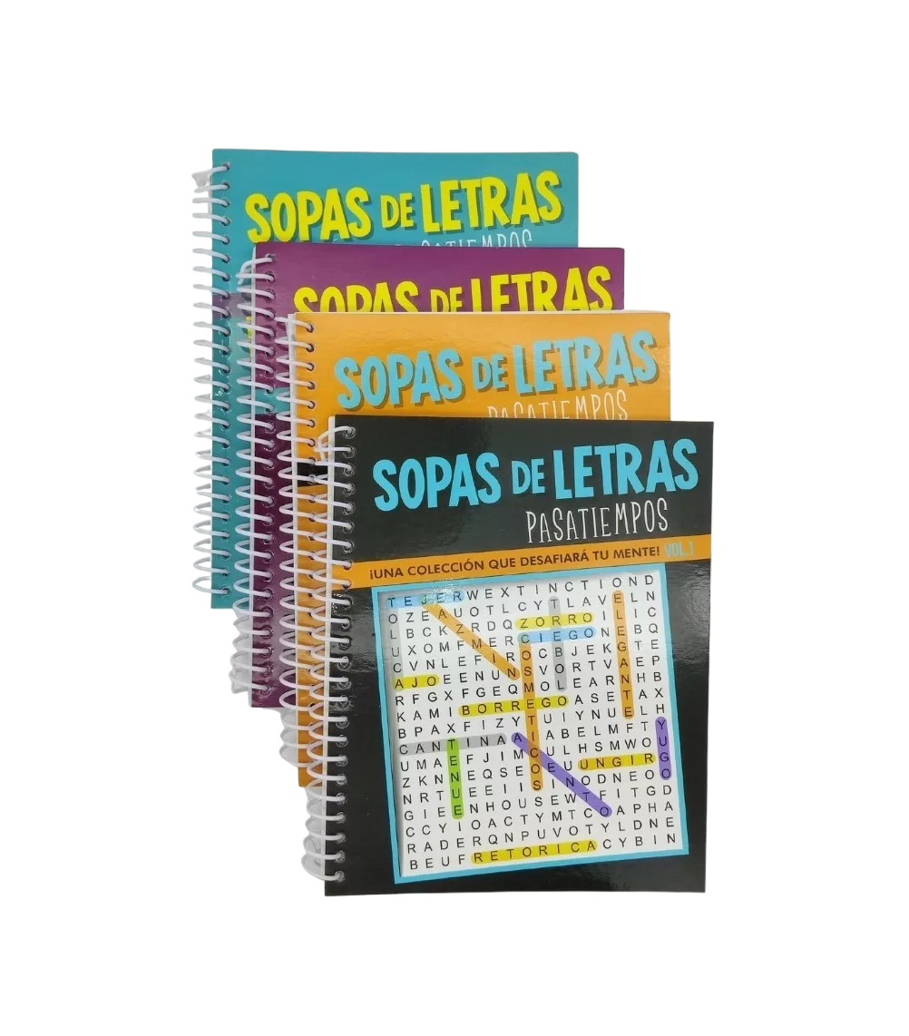 Set De 4 Sopas De Letras Pasatiempos Multicolor