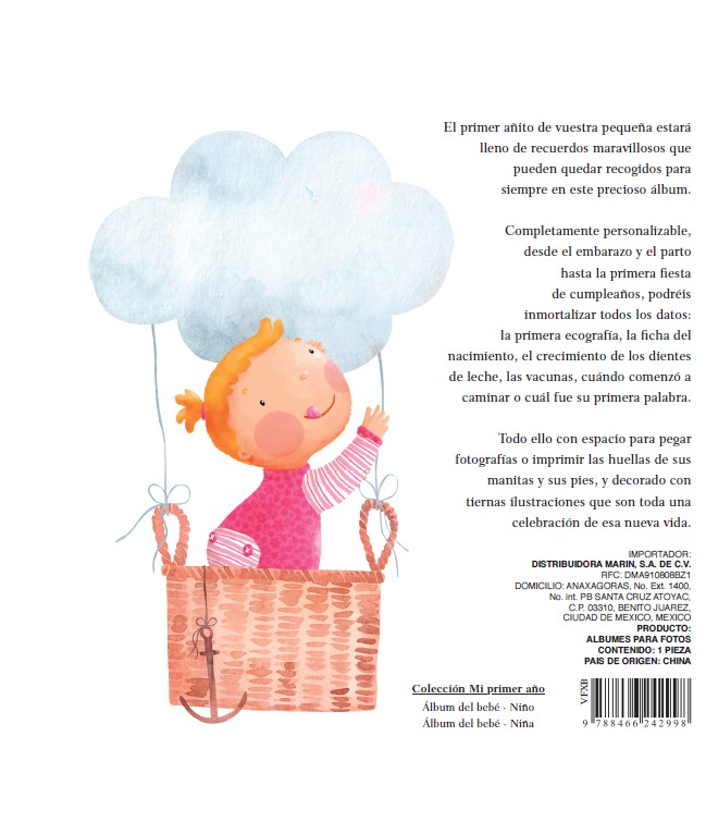 Foto 6 pulgar | Álbum De Bebé - Niña: Mi Primer Año De Varios Autores. Marin Tapa Dura