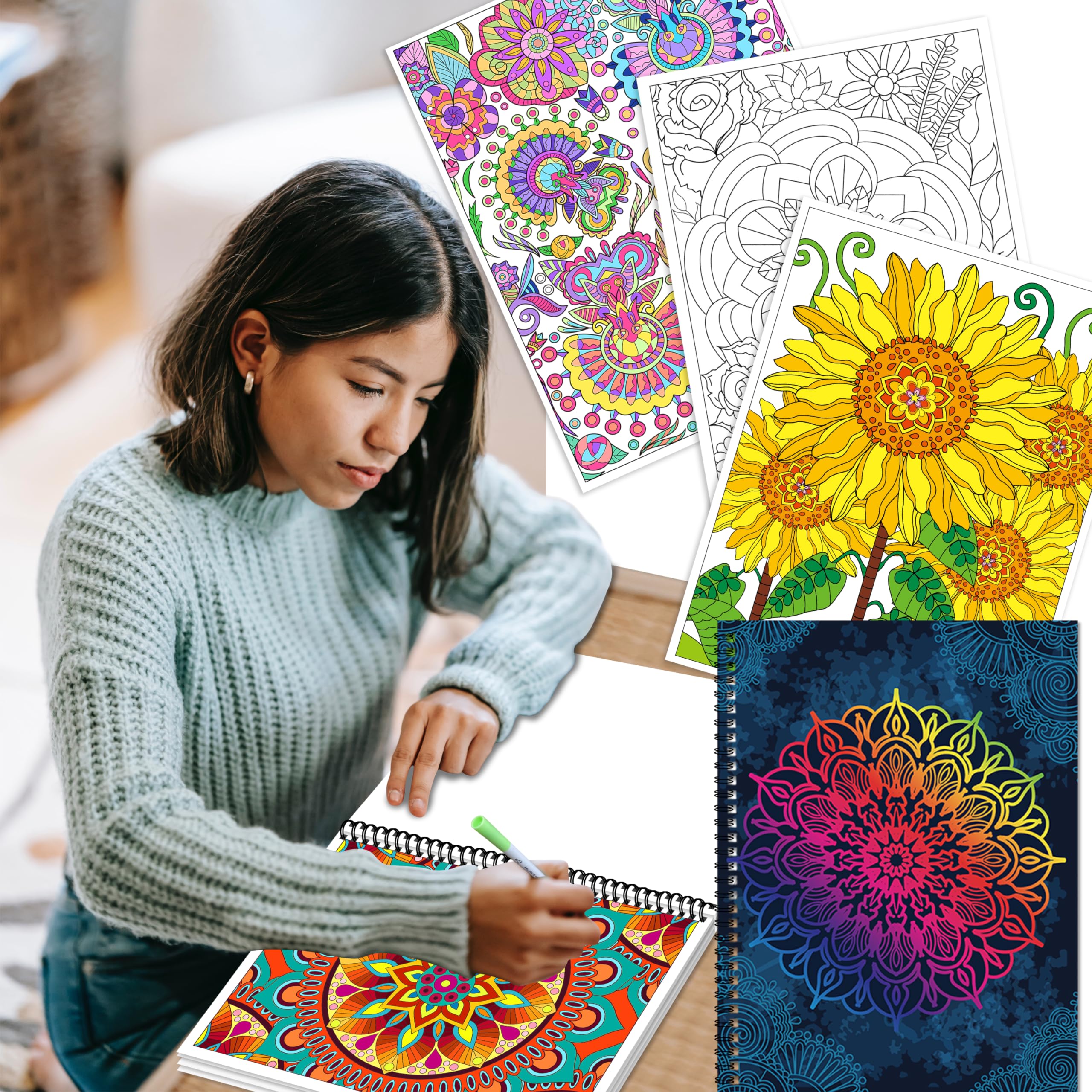 Foto 6 pulgar | Set De Libros Para Colorear Kalysky Adult Animals Flowers 3 Books - Venta Internacional.