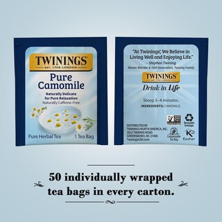 Foto 2 | 50 Bolsitas De Té Herbal Twinings Pure Camomile Envueltas Individualmente - Venta Internacional.