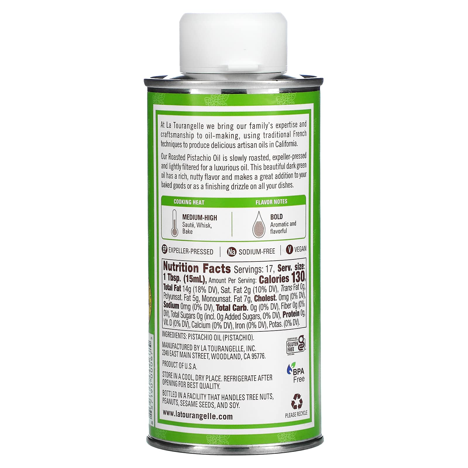 Foto 2 | Aceite De Pistacho La Tourangelle Tostado Y Prensado Con Expulsor  250 Ml - Venta Internacional.