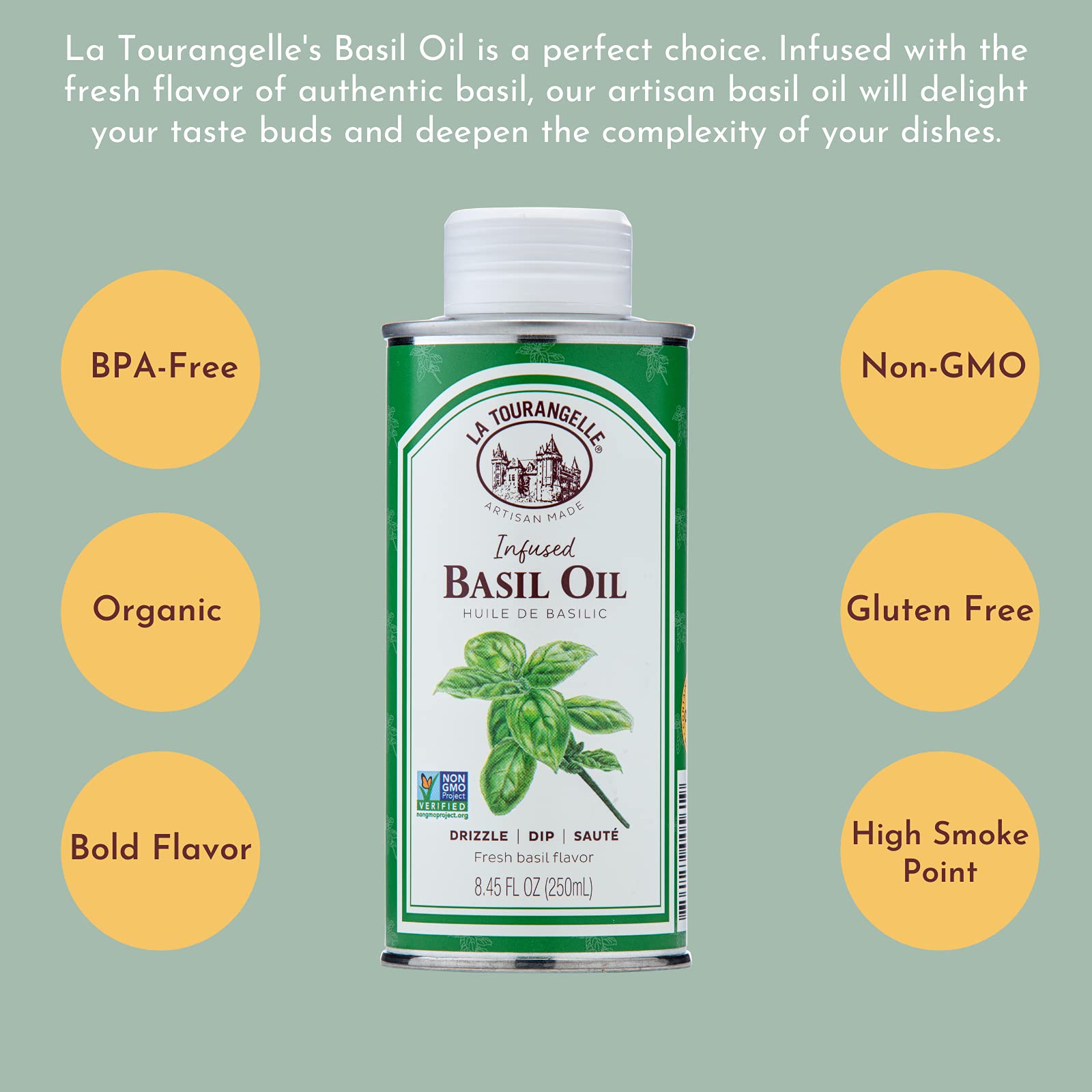 Foto 5 pulgar | Aceite La Tourangelle De Albahaca Prensado Con Alto Contenido De Ácido Oleico  250 Ml - Venta Internacional.