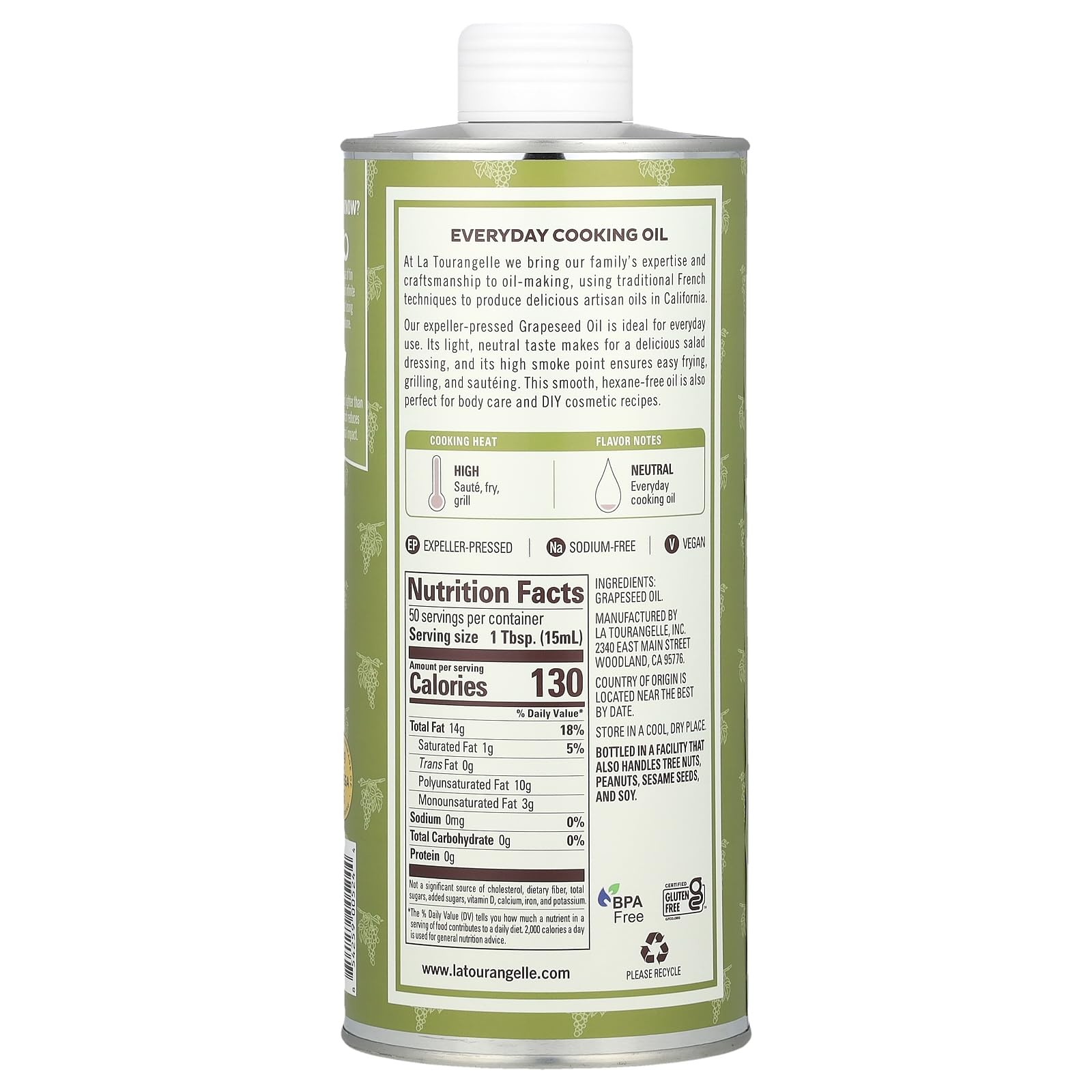 Foto 3 pulgar | Aceite De Cocina La Tourangelle Para Semillas De Uva  750 Ml  Prensado Con Expulsor - Venta Internacional.
