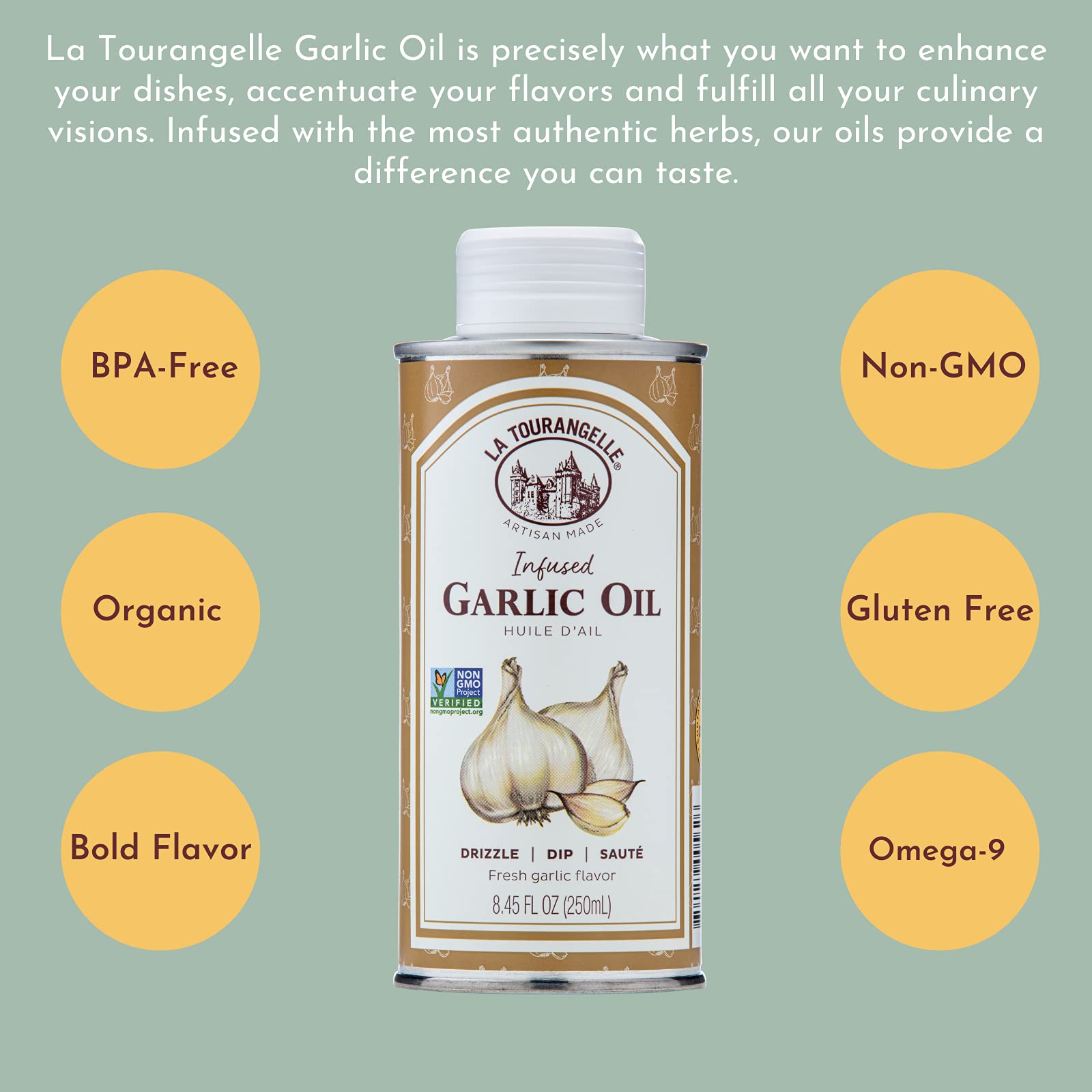 Foto 2 | Aceite De Ajo La Tourangelle Con Alto Contenido De Oleico 250 Ml Para Cocinar - Venta Internacional.