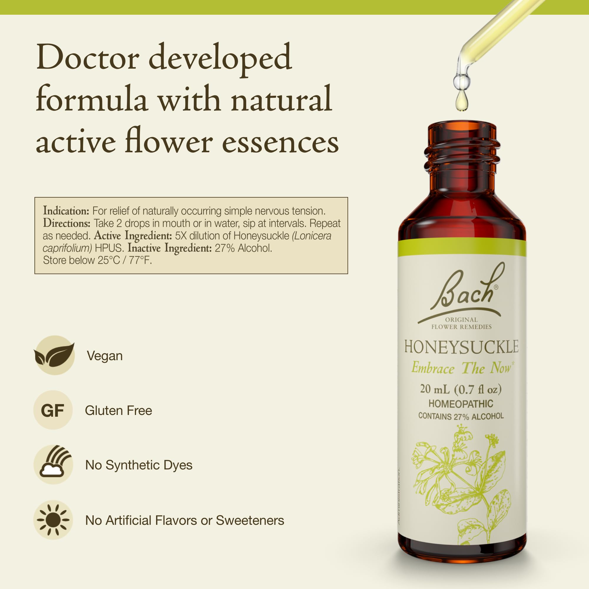 Foto 2 | Flor Essence Bach Original Madreselva  20 Ml  Vegana  Sin Gluten - Venta Internacional.