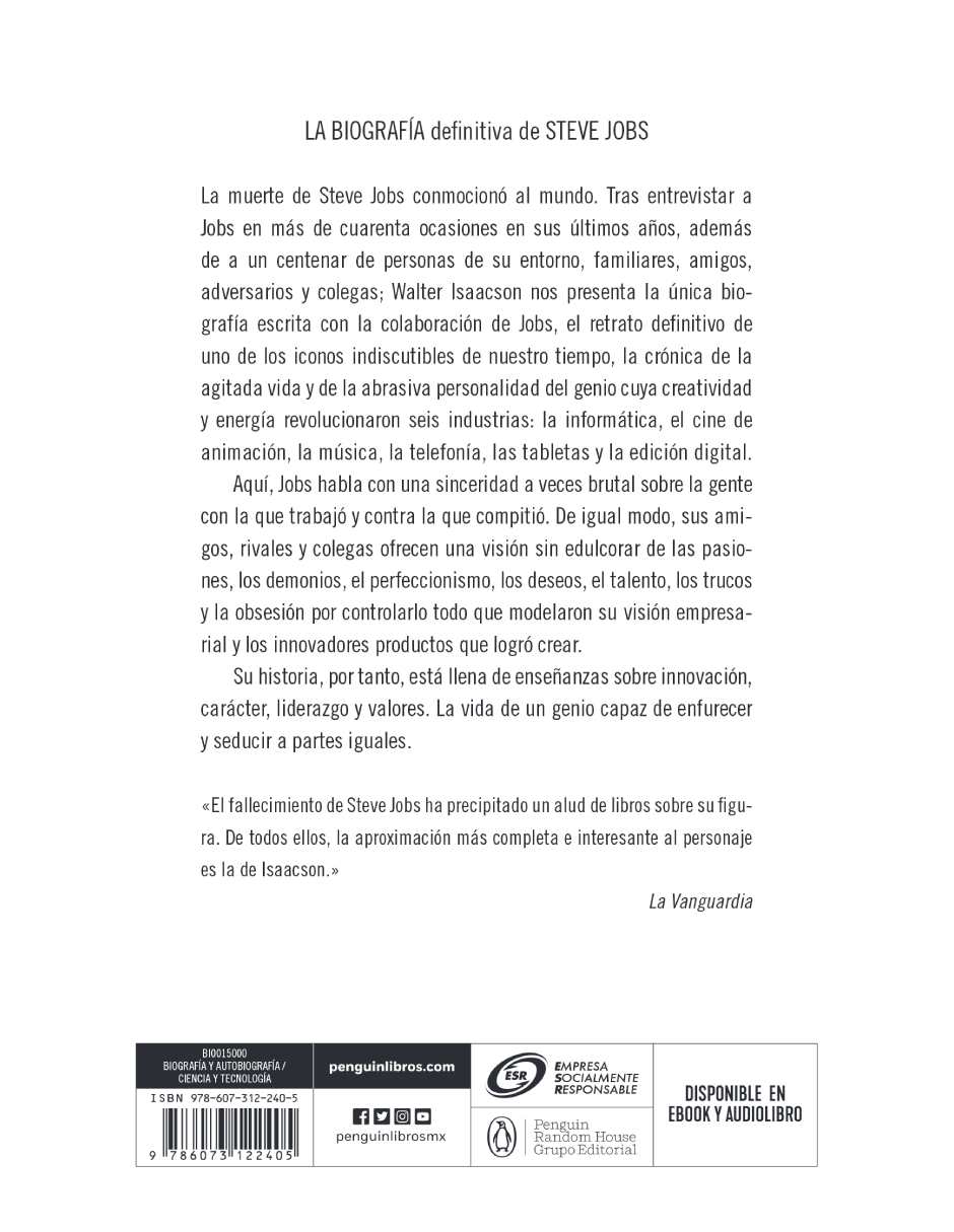 Foto 3 pulgar | Steve Jobs. La Biografía Libro Fisico Editorial De Bolsillo Autor Walter Isaacson