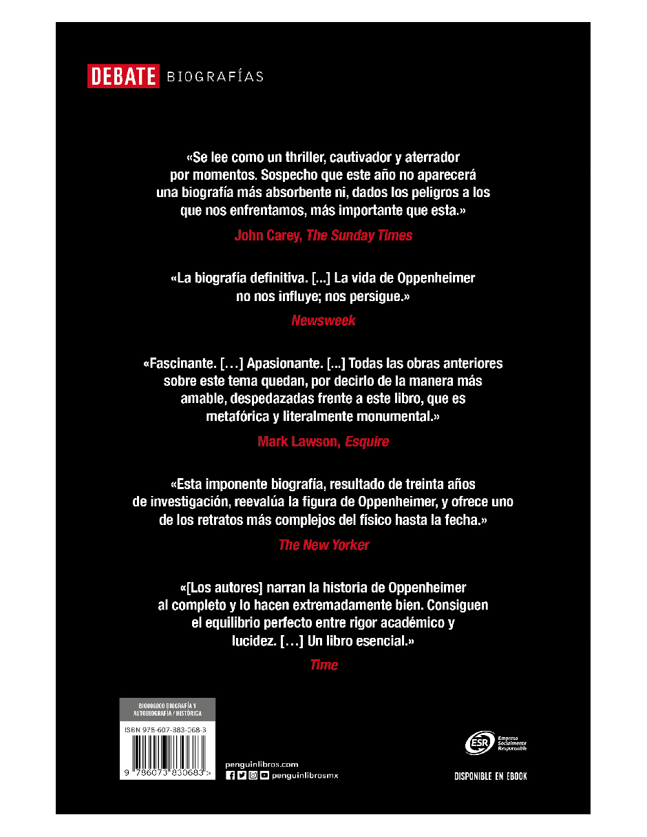 Foto 3 pulgar | Libro Prometeo Americano Editorial Debate Autor Martin J. Sherwin Kai Bird