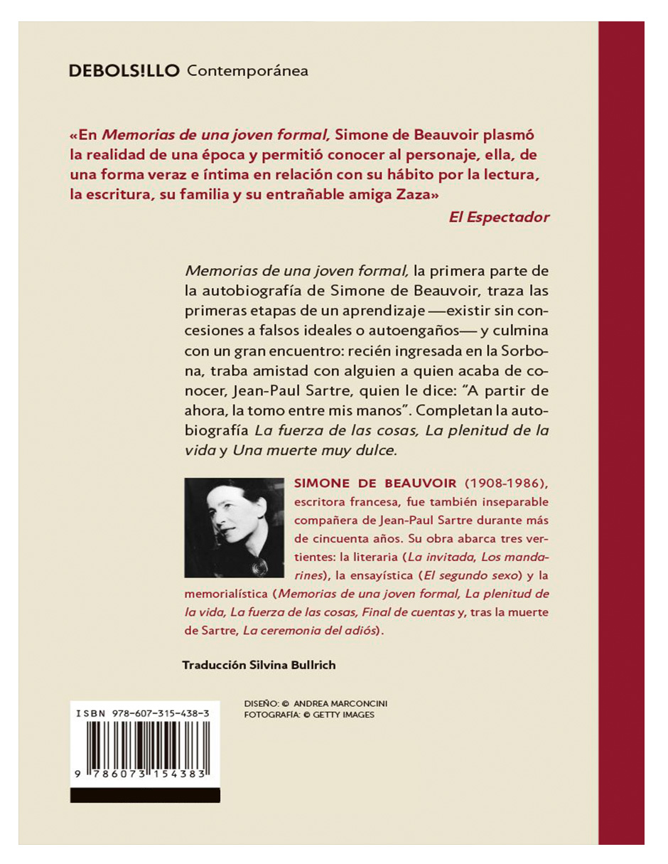 Foto 2 | Libro Memorias De Una Joven Formal Editorial Debolsillo Autor Simone De Beauvoir