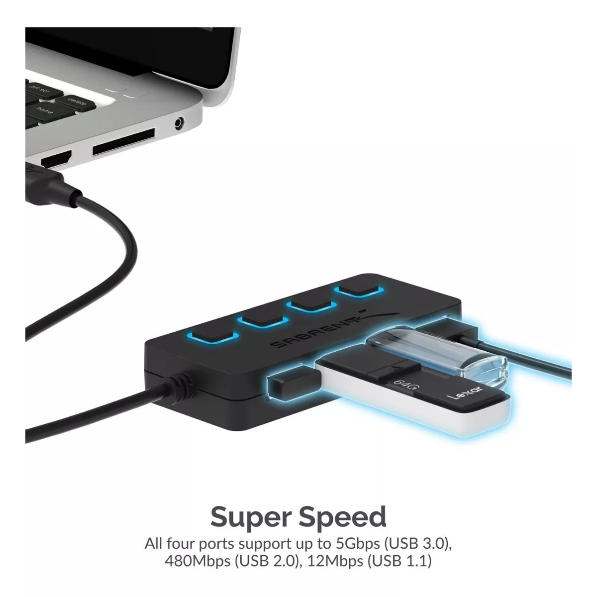 Foto 4 pulgar | Puerto Múltiple para USB 3.0 Sabrent HB-UM43 4 Puertos