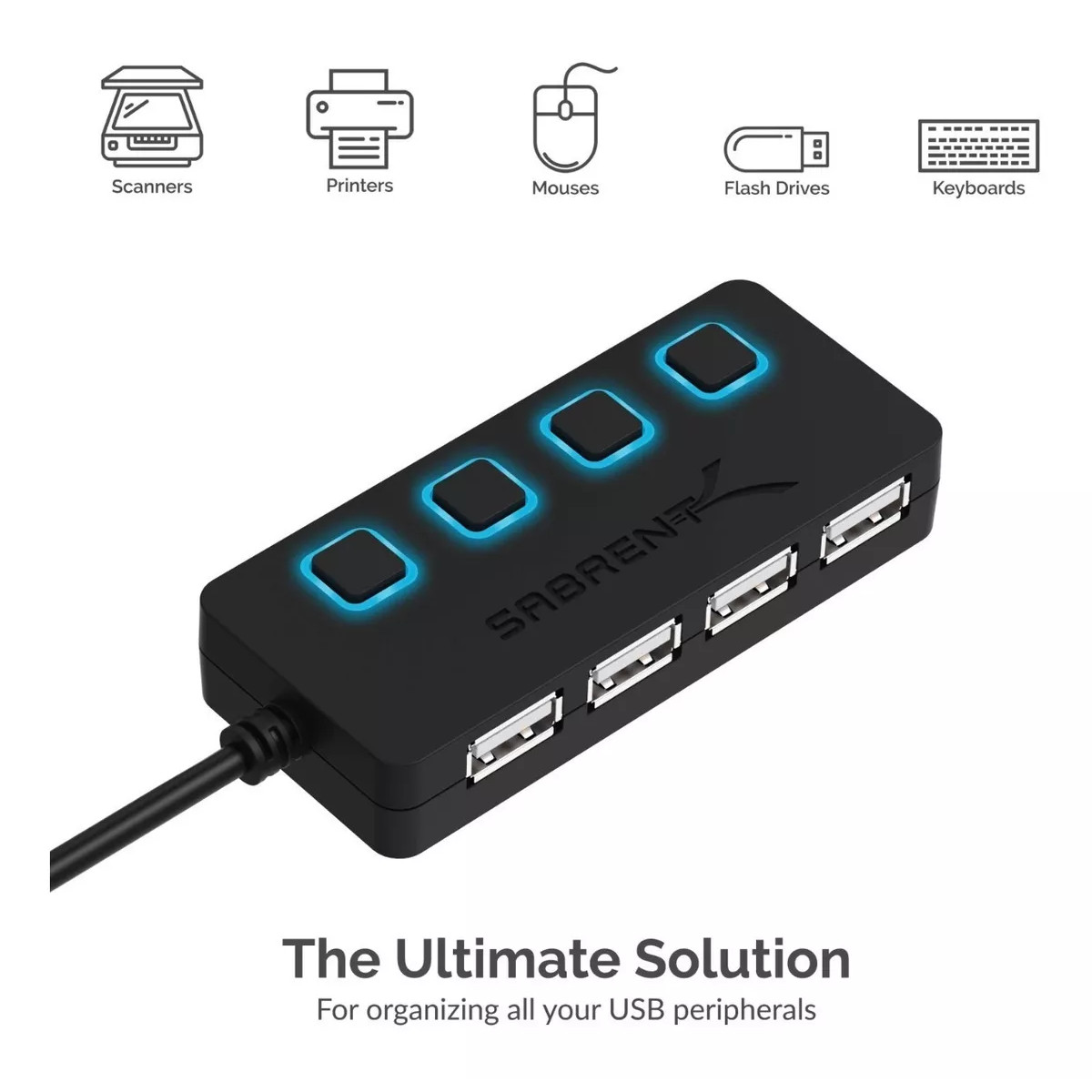 Foto 4 pulgar | Interruptor de Alimentación Sabrent 4 Puertos Usb 2.0
