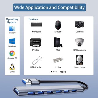 Foto 5 | Divisor Usb Usb 3.0 De 7 Puertos Vienon, Aluminio, Divisor Usb Para Ordenador Portátil - Venta Internacional.