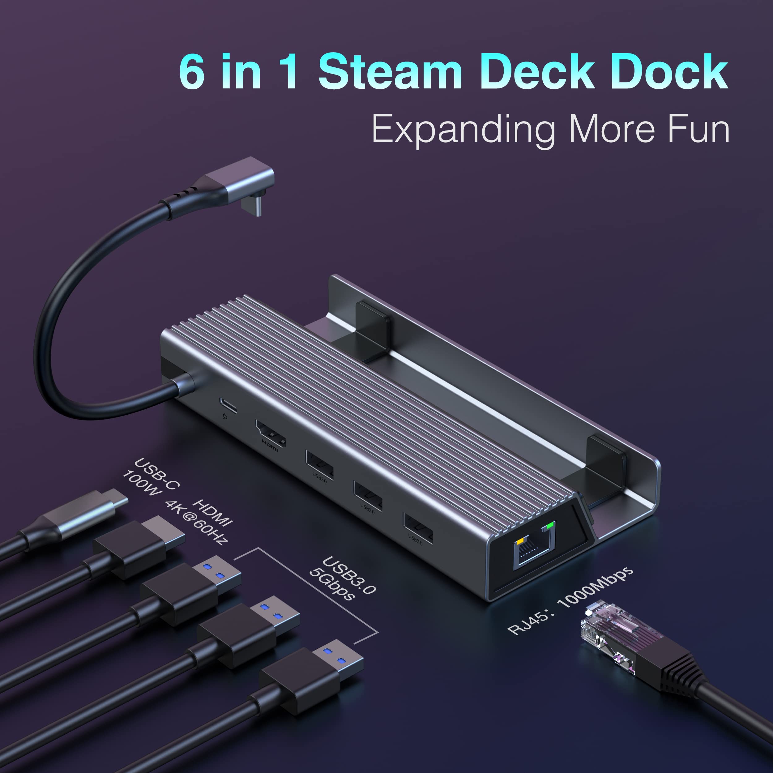 Foto 3 pulgar | Estación de Acoplamiento Zmuipng Steam Deck 6 en 1 HDMI 4K @60hz 100w - Venta Internacional