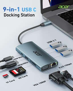 Foto 2 | Hub USB C Acer 9 en 1 con HDMI 4K carga PD de 100 W y múltiples puertos USB-A 3.1
