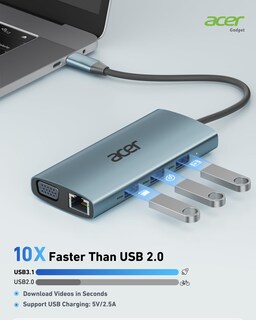 Foto 3 | Hub USB C Acer 9 en 1 con HDMI 4K carga PD de 100 W y múltiples puertos USB-A 3.1