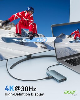 Foto 4 | Hub USB C Acer 9 en 1 con HDMI 4K carga PD de 100 W y múltiples puertos USB-A 3.1