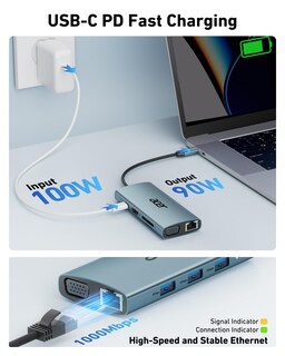 Foto 5 | Hub USB C Acer 9 en 1 con HDMI 4K carga PD de 100 W y múltiples puertos USB-A 3.1