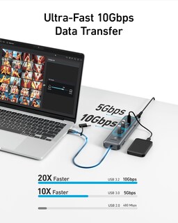 Foto 3 | Hub Usb-c Anker 11 En 1 De 10 Gbps De Datos Con 4 Puertos Usb-a Y 4 Usb-c - Venta Internacional