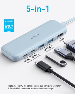 Foto 2 | Hub Usb-c Anker 332 5 En 1 Con Hdmi 4k, Puertos Usb-c/a De 5 Gbps, Azul - Venta Internacional.