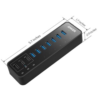 Foto 3 | Hub De Datos Anker De 10 Puertos, 60 W, Con 7 Puertos Usb 3.0 Y 3 Cargadores Poweriq - Venta Internacional.