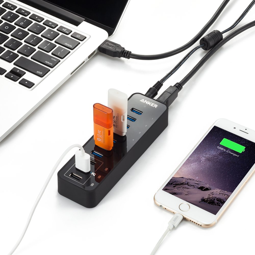 Foto 4 | Hub De Datos Anker De 10 Puertos, 60 W, Con 7 Puertos Usb 3.0 Y 3 Cargadores Poweriq - Venta Internacional.