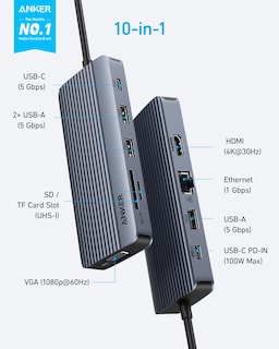 Foto 2 | Hub Usb-c Anker De Doble Pantalla 10 En 1 Hdmi 4k @30hz Vga 1080p - Venta Internacional.