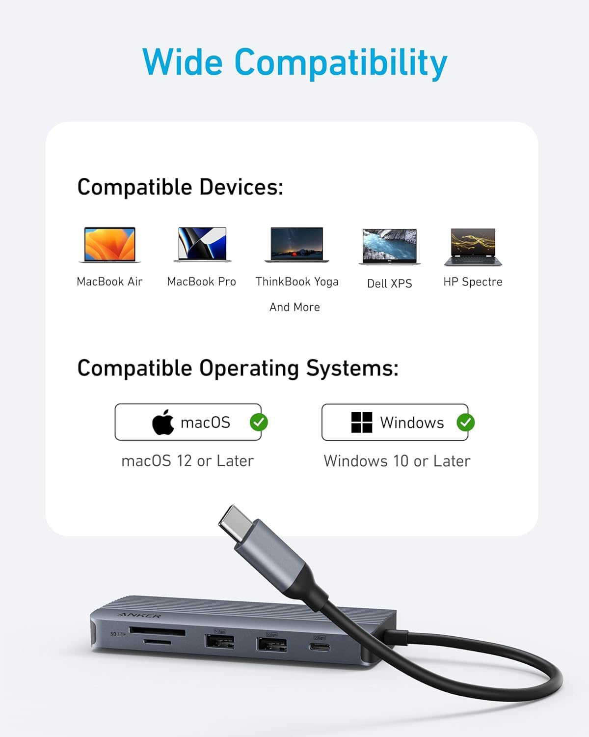 Foto 6 | Hub Usb-c Anker De Doble Pantalla 10 En 1 Hdmi 4k @30hz Vga 1080p - Venta Internacional.