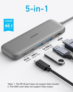 Foto 2 | Hub Usb-c Anker 332 5 En 1 Con Hdmi 4k, Puertos Usb-c/a De 5 Gbps, Gris - Venta Internacional.