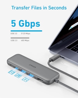 Foto 4 | Hub Usb-c Anker 332 5 En 1 Con Hdmi 4k, Puertos Usb-c/a De 5 Gbps, Gris - Venta Internacional.