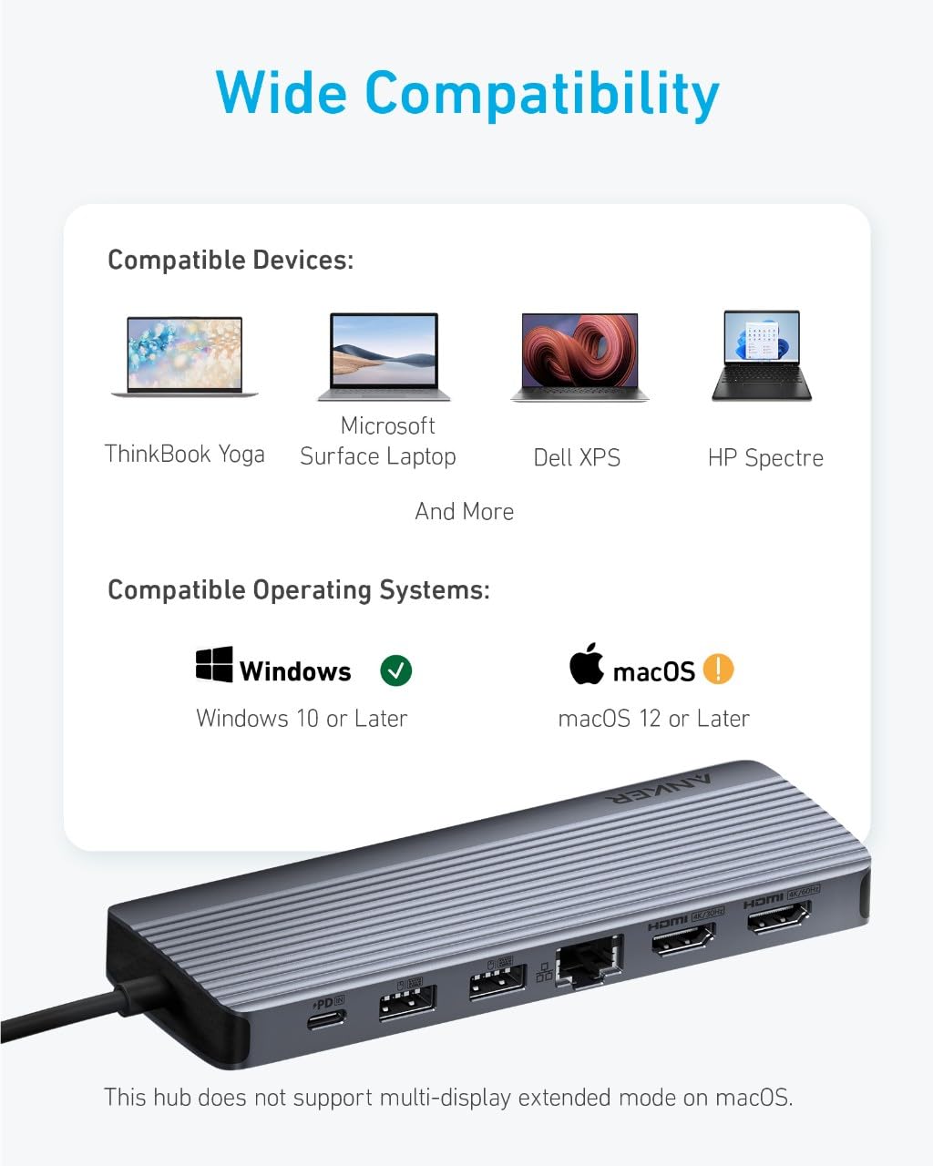 Foto 3 | Estación De Acoplamiento Anker Usb C 14 En 1 Con Hdmi 4k Y Pd De 100 W - Venta Internacional.