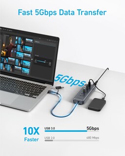 Foto 3 | Hub Usb-c Anker 8 En 1 De 5 Gbps De Datos Con 3 Usb-a, 4 Usb-c De 100 W Pd - Venta Internacional.