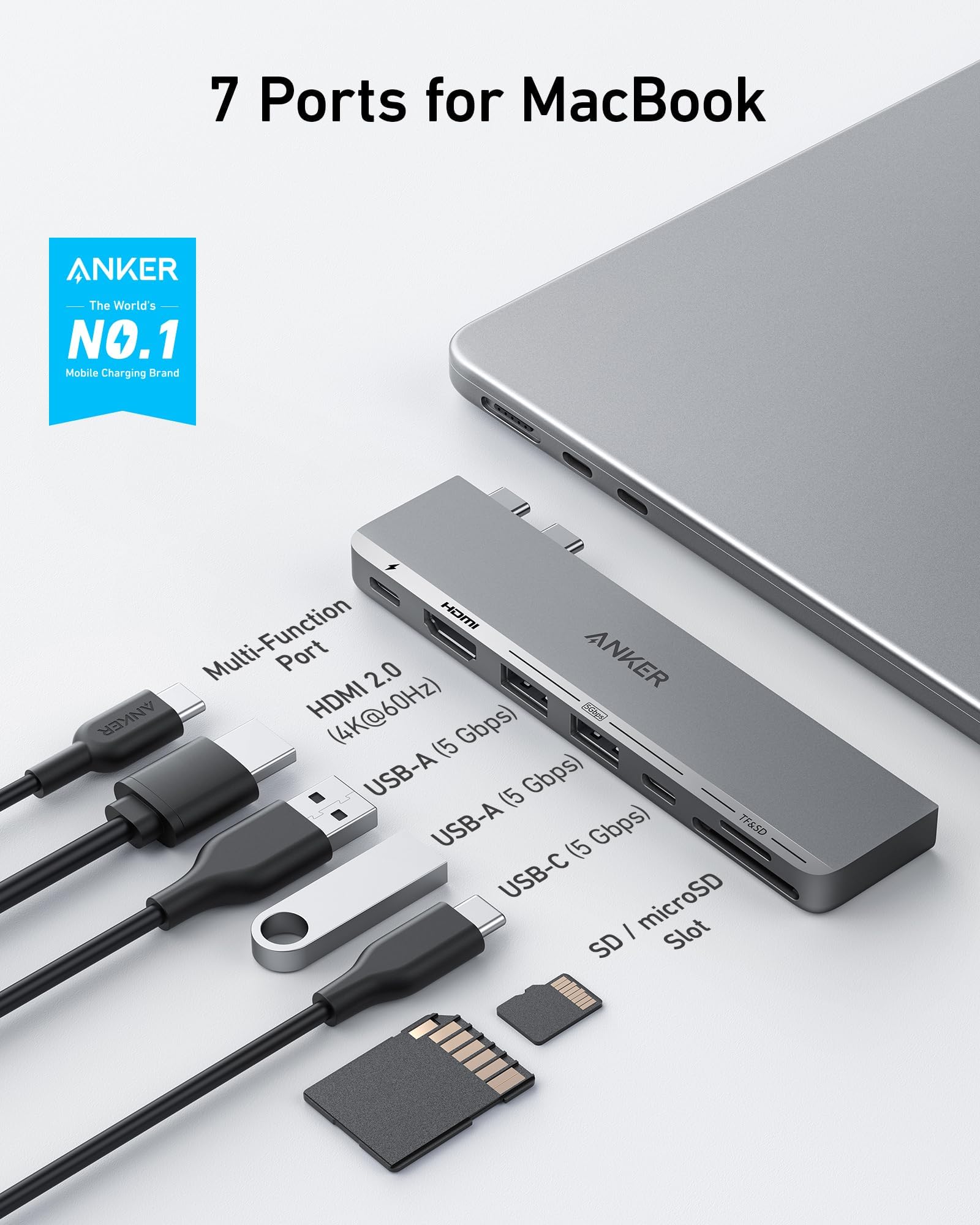 Foto 3 pulgar | Hub Usb C Anker 547 7 En 2 Con Hdmi 4k Para Macbook Thunderbolt 4 - Venta Internacional.