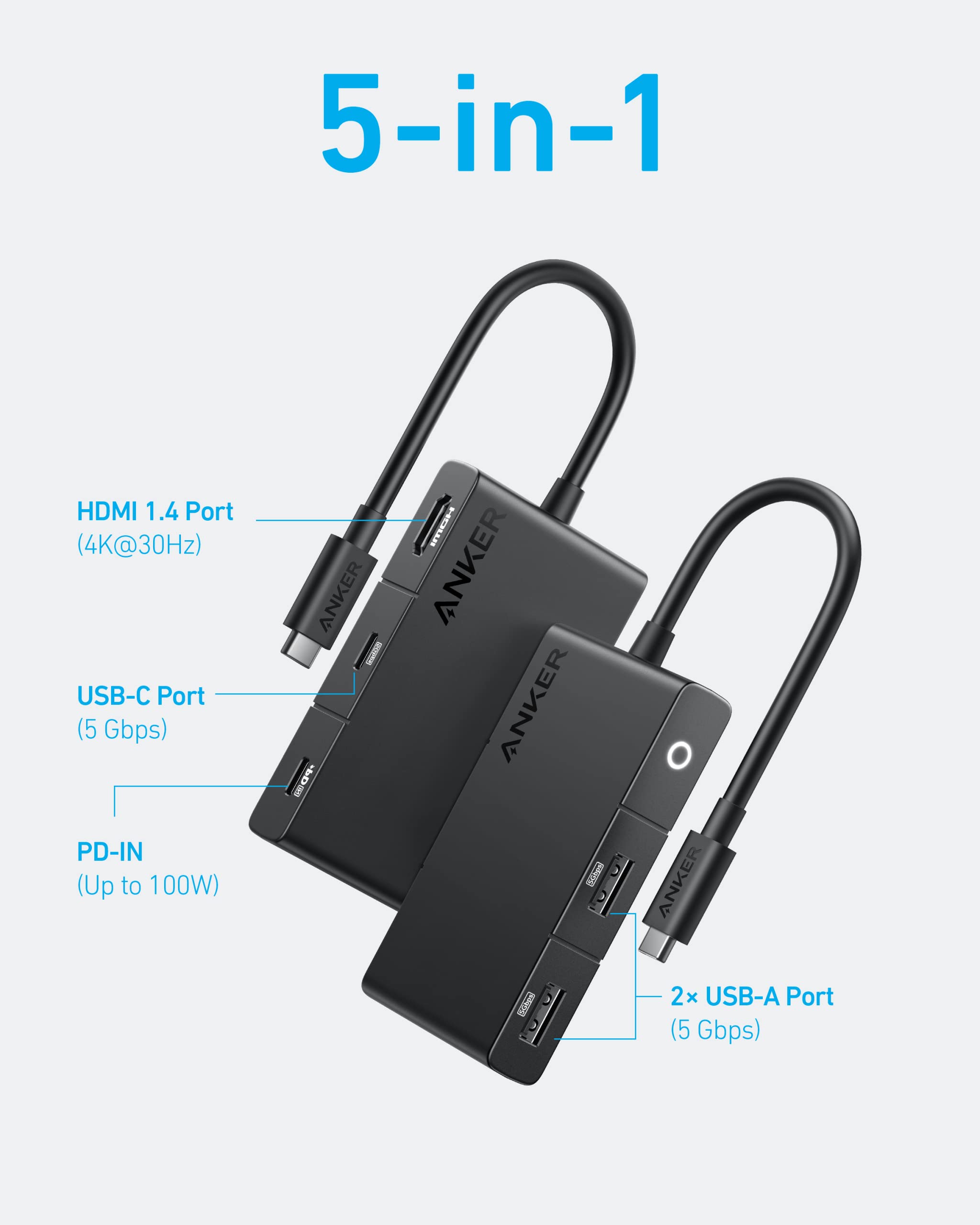 Foto 3 pulgar | Hub Usb C Anker 332 5 En 1 Con Suministro De Energía 4k Hdmi De 100 W - Venta Internacional.