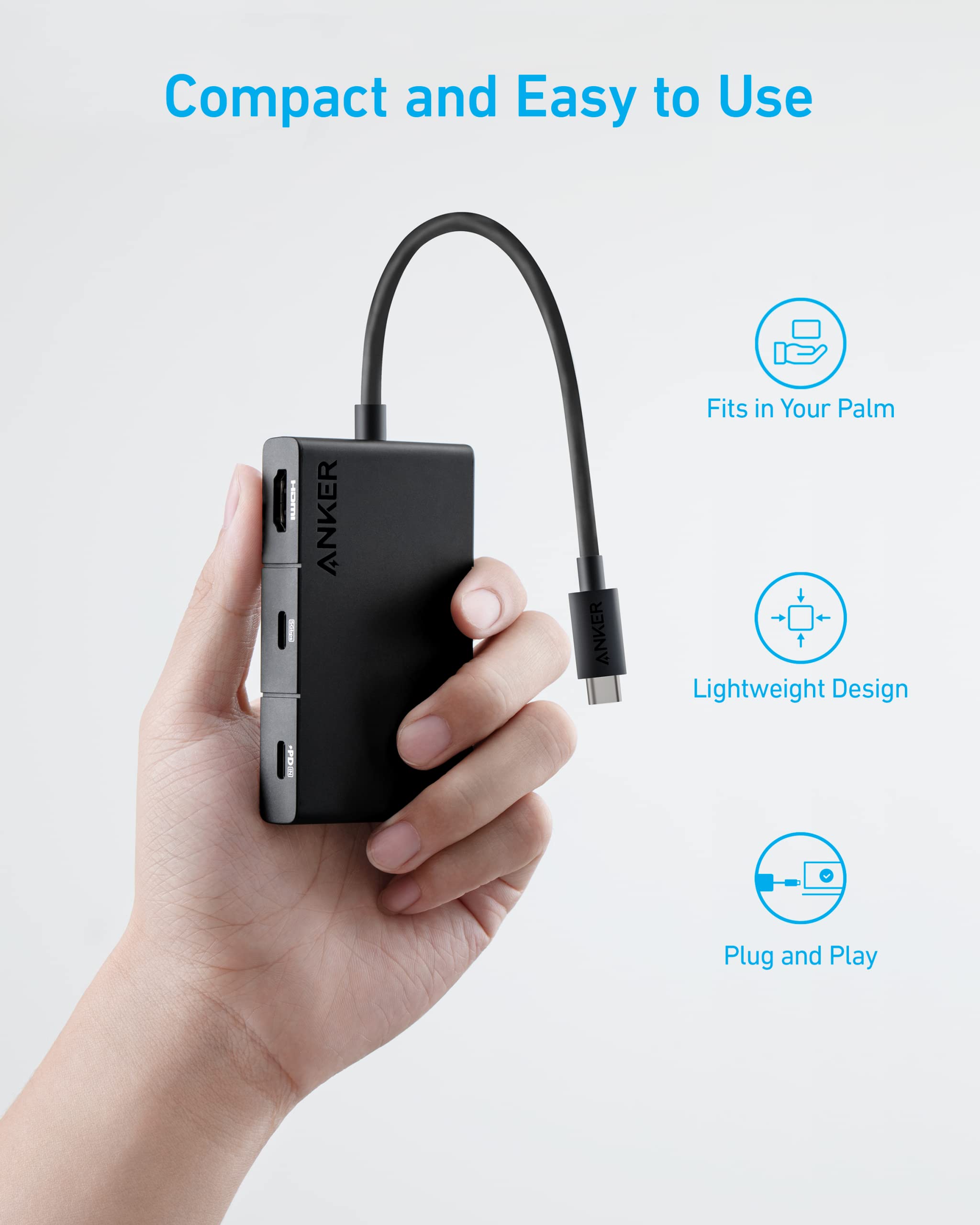 Foto 3 | Hub Usb C Anker 332 5 En 1 Con Suministro De Energía 4k Hdmi De 100 W - Venta Internacional.
