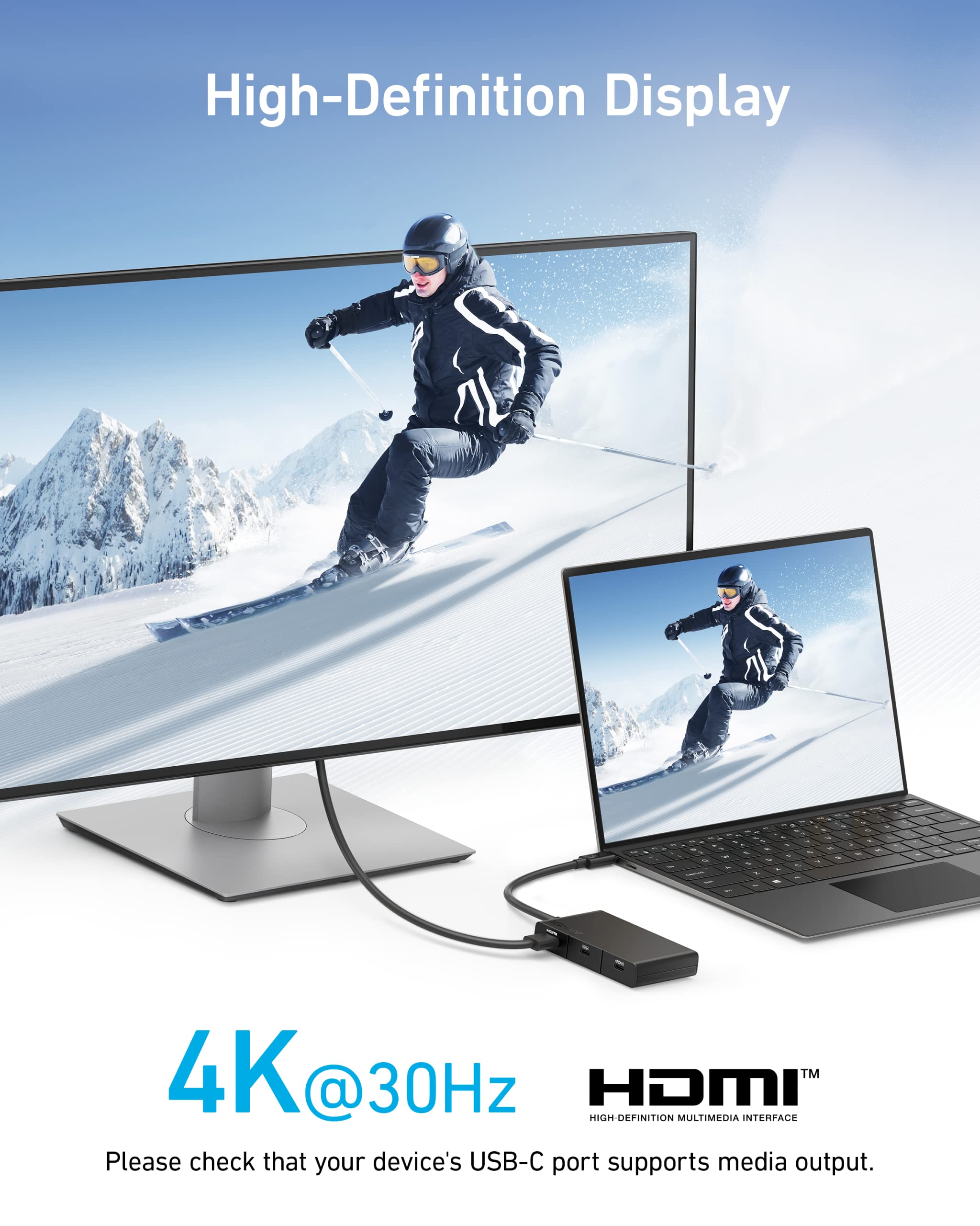 Foto 4 | Hub Usb C Anker 332 5 En 1 Con Suministro De Energía 4k Hdmi De 100 W - Venta Internacional.