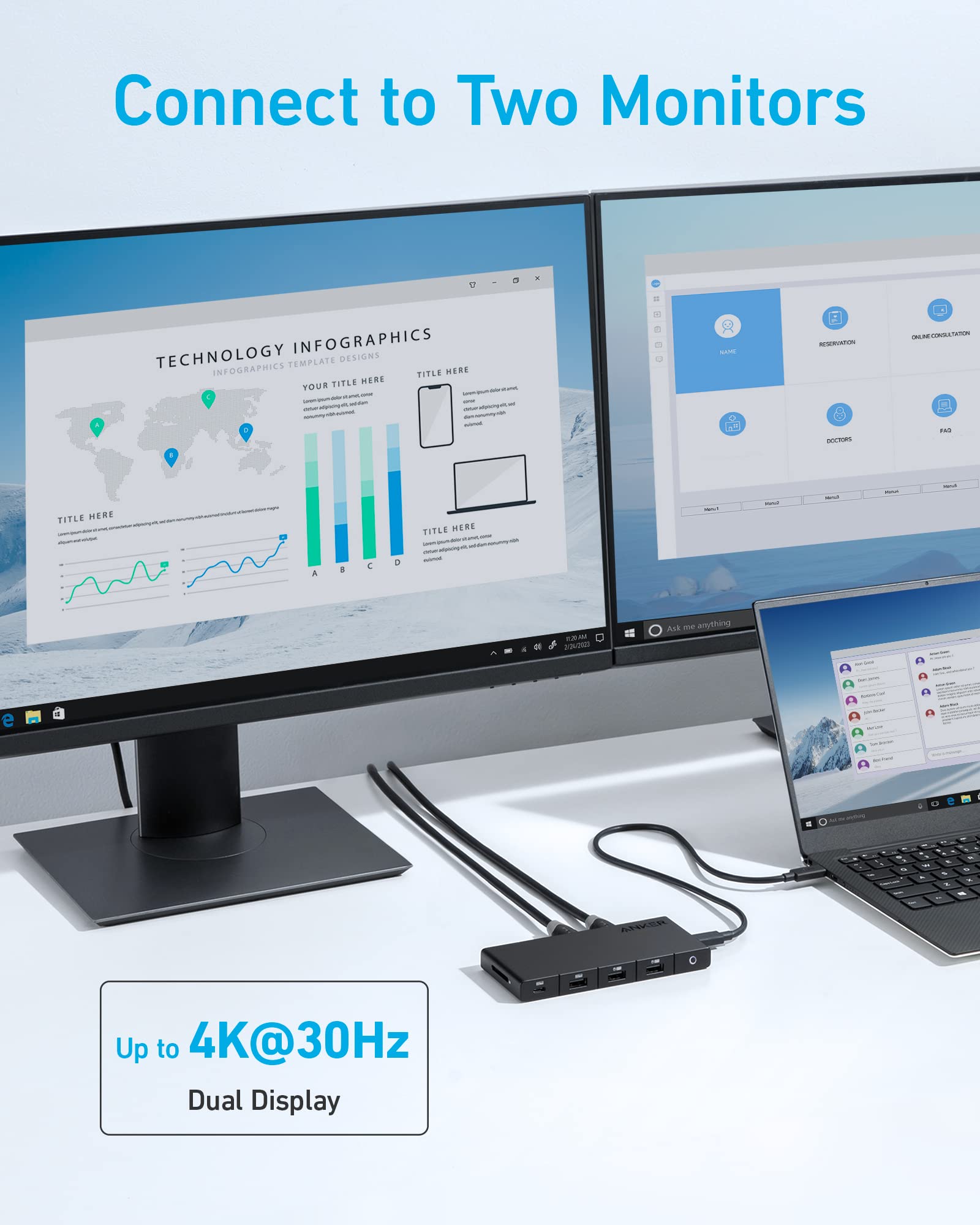 Foto 3 | Hub Usb C Anker 10 En 1 Con Suministro De Energía De 100 W, Hdmi Dual 4k - Venta Internacional.