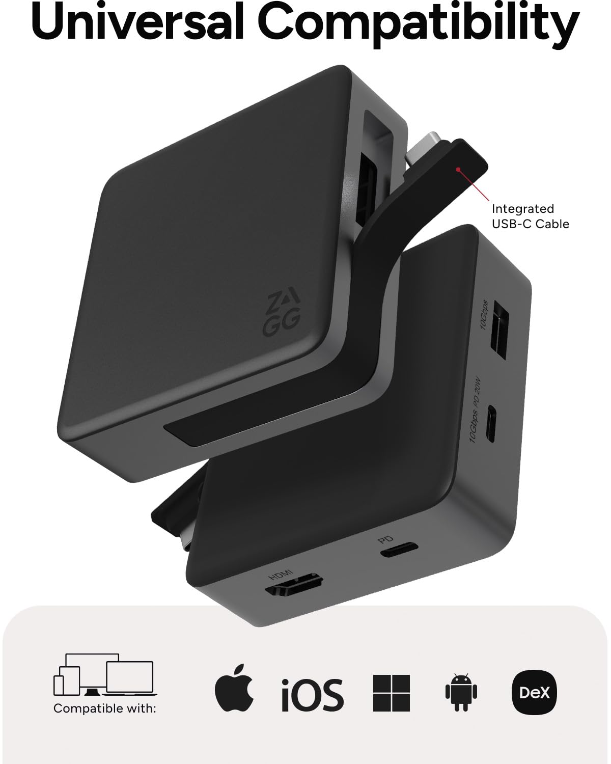 Foto 4 pulgar | Hub De 4 Puertos Zagg Versátil Usb-c Pd, Usb-a, Usb-c, Hdmi 4k - Venta Internacional.