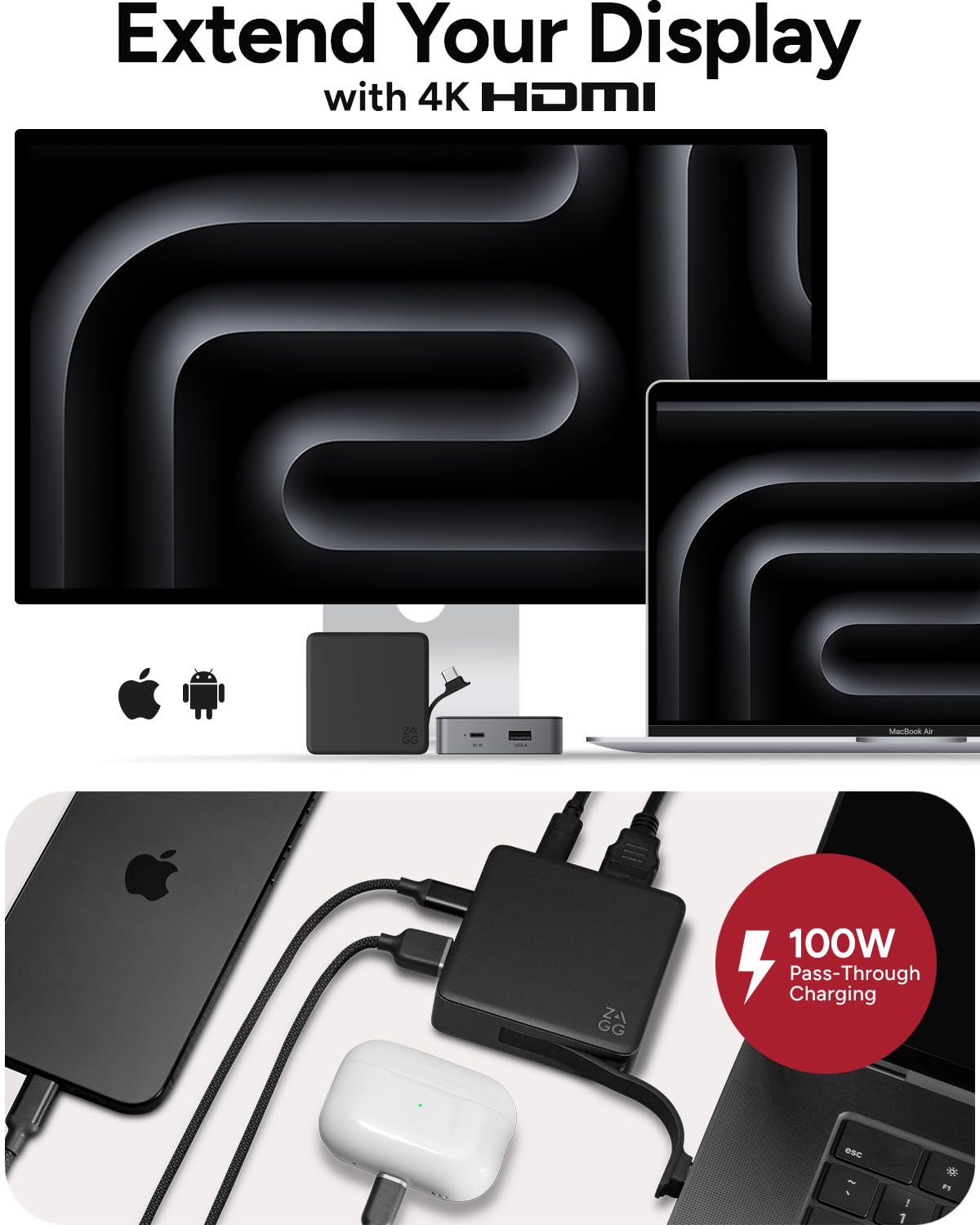 Foto 5 pulgar | Hub De 4 Puertos Zagg Versátil Usb-c Pd, Usb-a, Usb-c, Hdmi 4k - Venta Internacional.