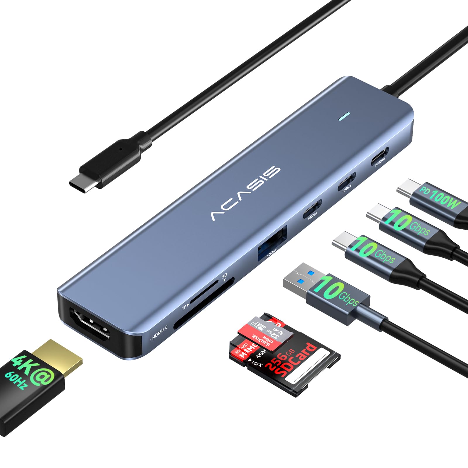 Foto 1 | Divisor Usb C Acasis 7 En 1 Con 4k @60hz Hdmi 100 W Pd - Venta Internacional.