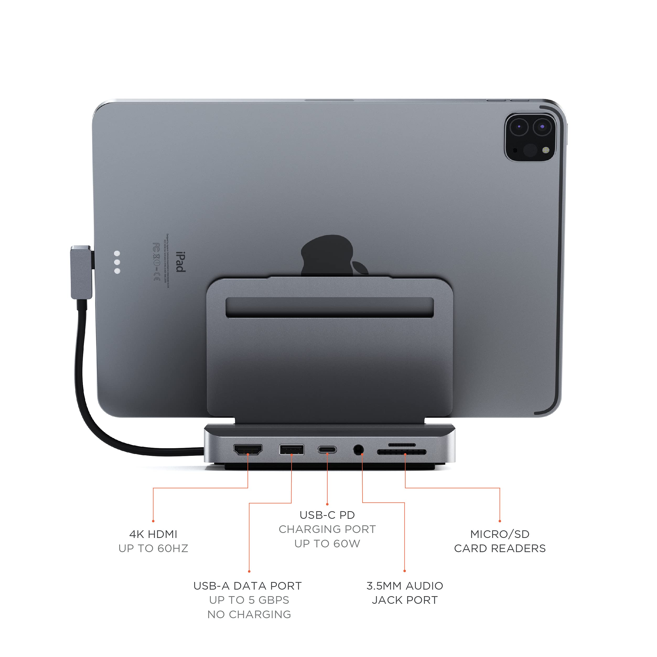 Foto 4 | Soporte Y Hub Usb C De Aluminio Satechi Para Ipad Pro 6 En 1 - Venta Internacional.