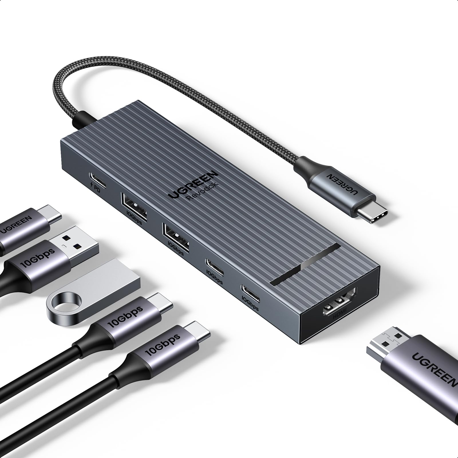 Hub Usb-c Ugreen Revodok Pro 6 En 1, 10 Gbps, Hdmi 4k, 60 Hz, 100 W - Venta Internacional.
