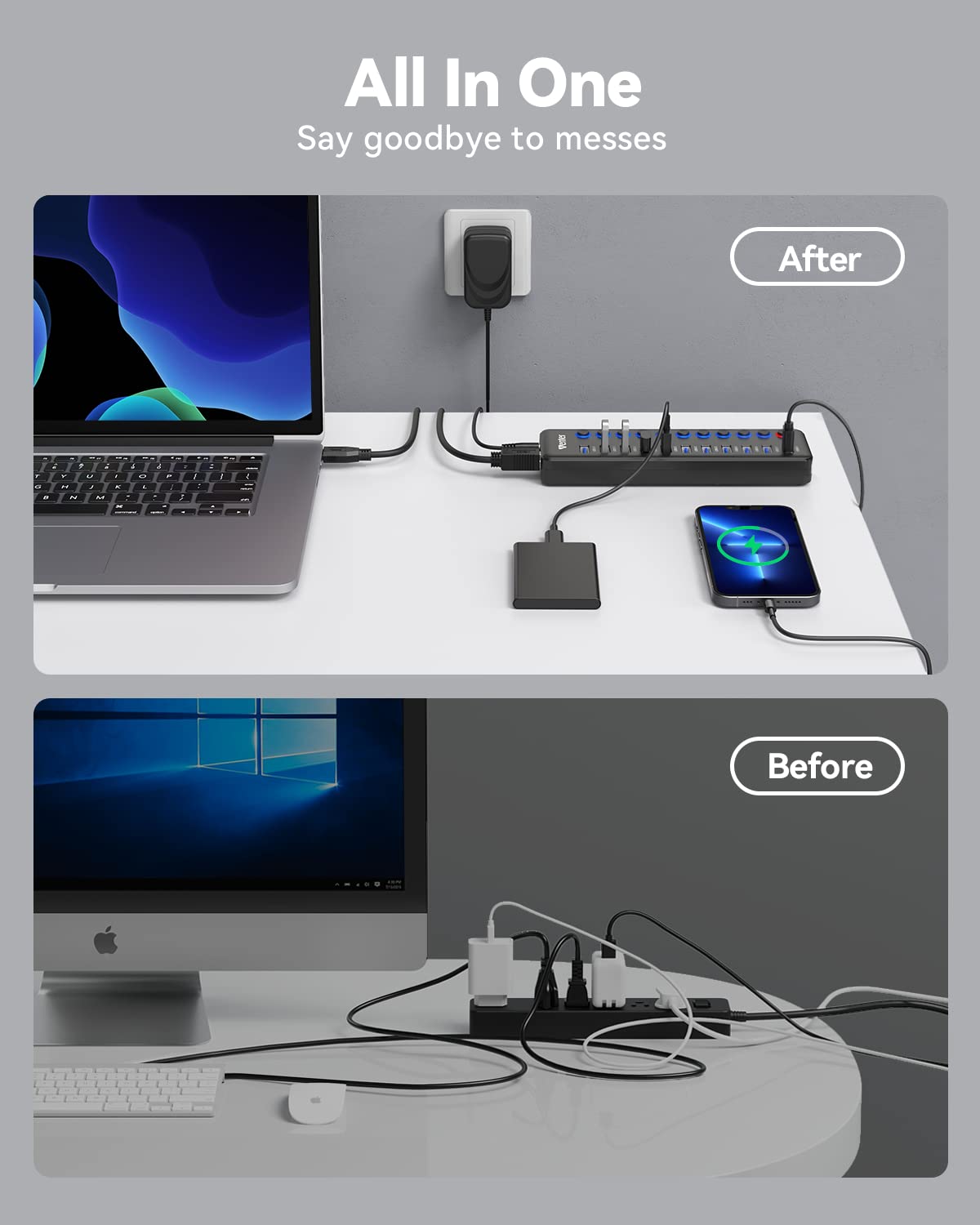 Foto 6 | Hub Usb Wenter Usb 3.0 De 11 Puertos Con 10 Puertos De Datos Y 1 De Carga - Venta Internacional.