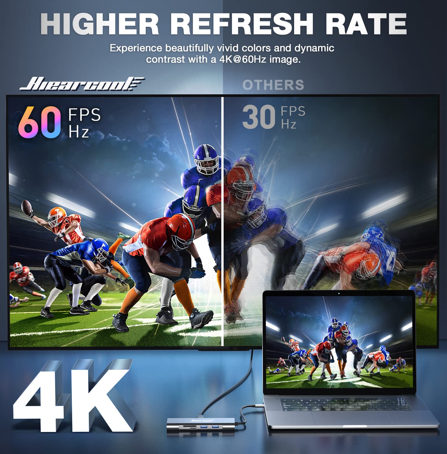 Foto 3 pulgar | Hub USB-C Ethernet Hiearcool 8 en 1 con HDMI 4K @60 para MacBook Pro - Venta Internacional